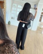 Black Wide Leg High Waist Pants - Image 2