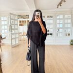 Black Sheer Knit Poncho Top