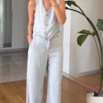 Light Wash Vest with Pants Set