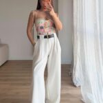 High Waist White Wide Leg Pants