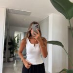 White Ribbed Henley Tank Top