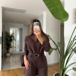 Brown Button-Up Shirt and Shorts Set