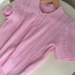 Pink Short Sleeve Knit Polo Top