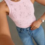 Baby Pink Ribbed Rhinestone Tank Top