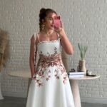 White Floral Print Spaghetti Strap Dress