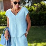 Light Blue Short Sleeve Top and Shorts Set