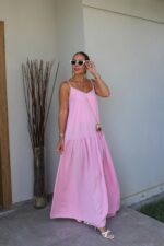 Pink Sleeveless Maxi Dress