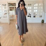Gray Short Sleeve Polo Dress