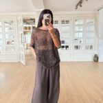 Black Sequin Sheer Short Sleeve Top