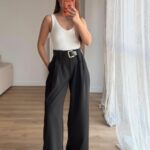 High Waist Black Wide Leg Pants