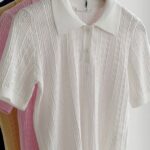 White Textured Knit Short Sleeve Polo