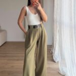 High Waist Wide Leg Olive Pants