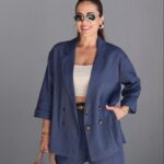 Navy Blazer and Shorts Set for Women