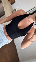 Black Lace Halter Crop Top