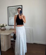 White Polka Dot Maxi Skirt