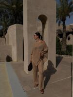 Beige Knit Two Piece Lounge Set