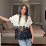 White and Black Lace Overlay T-Shirt