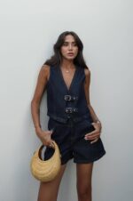 Dark Denim Vest and Shorts Set - Image 2