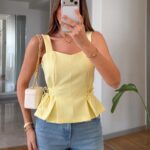 Yellow Peplum Sleeveless Top