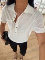White Short Sleeve Top - Image 2