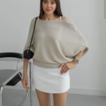 Beige Batwing Top