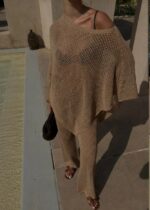 Beige Knit Two Piece Lounge Set - Image 2