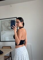 Black Lace Halter Crop Top - Image 3