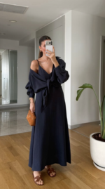 Navy Blue Sleeveless Maxi Dress - Image 2