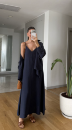Navy Blue Sleeveless Maxi Dress