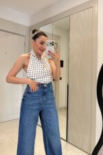 White Polka Dot Halter Top - Image 2