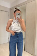 White Polka Dot Halter Top