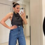 Black White Polka Dot Halter Top