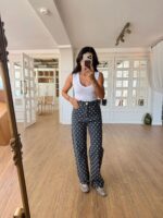 Black Polka Dot Wide Leg Jeans