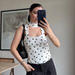 White Polka Dot Corset Top