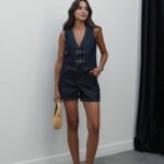 Dark Denim Vest and Shorts Set