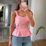 Pink Peplum Sleeveless Top