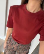 Women's Solid Red Short Sleeve T-Shirt - Image 2