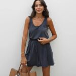 Sleeveless Charcoal Tank Top and Shorts Set
