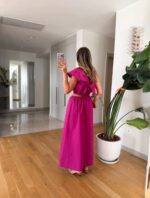 Pink One-Shoulder Ruffle Maxi Dress - Image 4