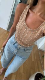 Studded Beige Tank Top - Image 2