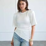White Asymmetrical Hem Women's T-Shirt