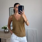 Gold Sleeveless Knit Tank Top