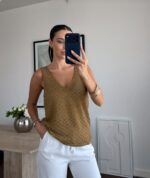 Gold Sleeveless Knit Tank Top