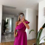 Pink One-Shoulder Ruffle Maxi Dress