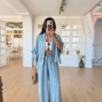 Light Blue Denim Two Piece Set