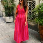 Pink Red Striped Sleeveless Maxi Dress