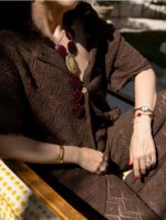 Brown Crochet Two Piece Pant Set - Image 2