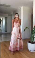 Pink Floral Print Sleeveless Maxi Dress