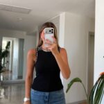 Black Sleeveless Tank Top With Rhinestone Trim