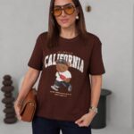 Brown California Bear Graphic T-Shirt